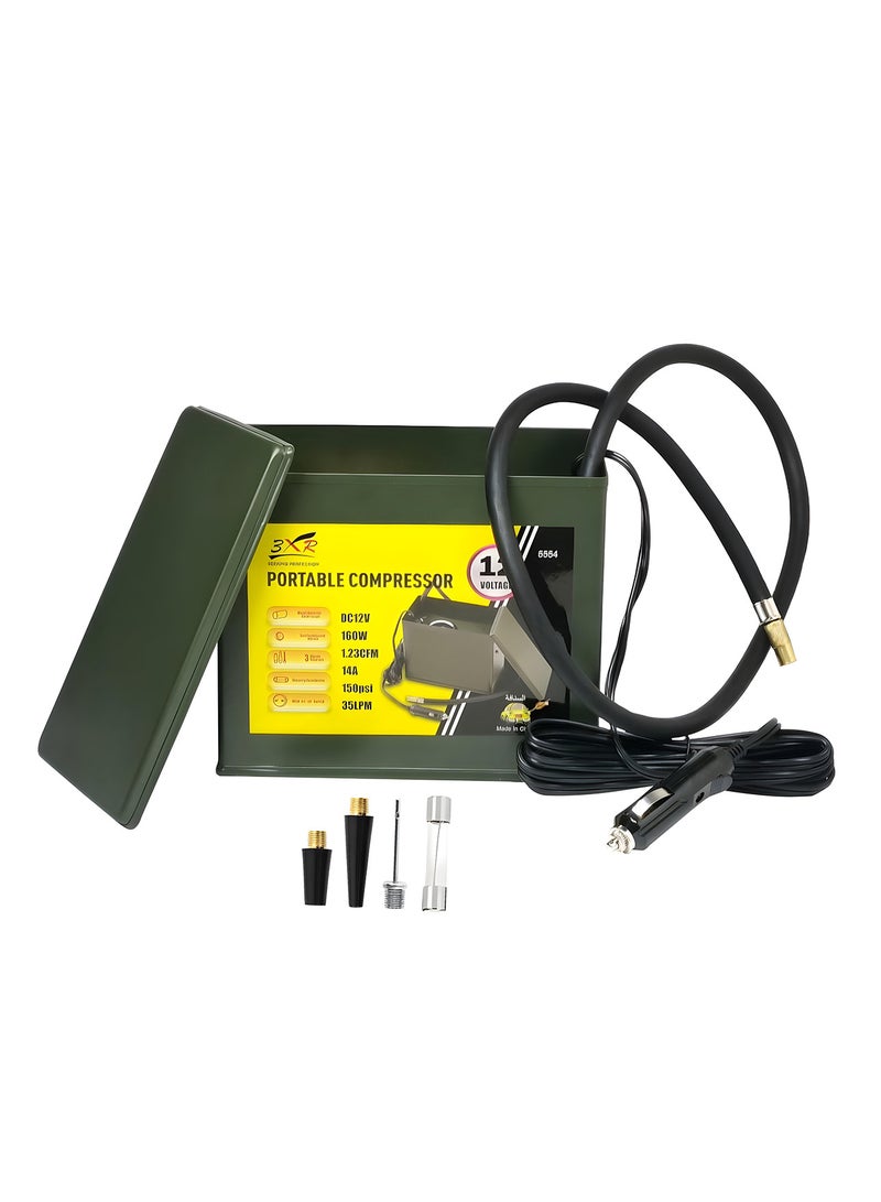 3XR High Performance 150PSI, 12V Portable Air Compressor 160W with Durable Metal Housing and Multifunctional Accessories - Image 2