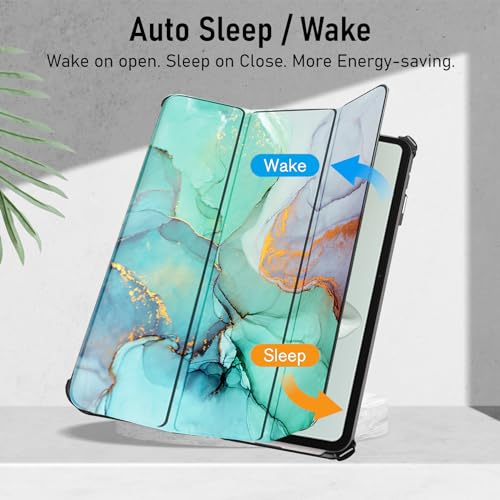 Robustrion Cover for OnePlus Pad Go Cover Case, Trifold Flip Case Cover for OnePlus Pad GO 11.35 inch [Support Auto Sleep Wake] - Marble Green - Image 3