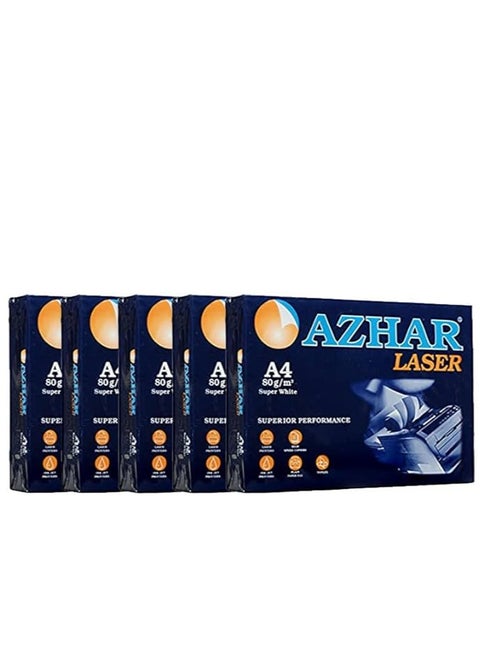 AZHAR White Premium A4 Paper 80gsm 5 Packs [2500 Paper]