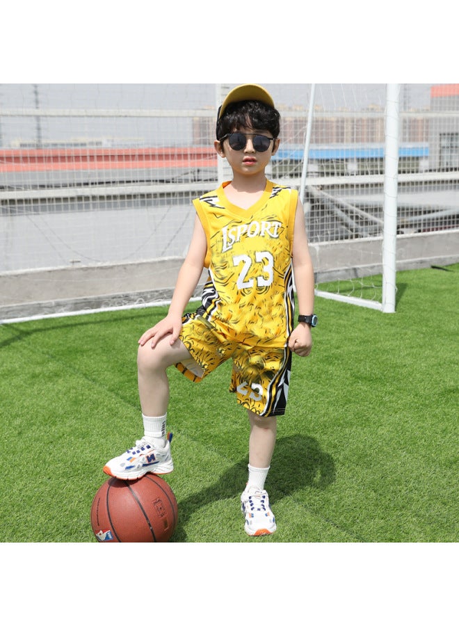 Children's Basketball Uniform Set, Summer Clothing, Medium And Large Children's Men's And Women's Uniforms, Training Sportswear, Sweat-absorbent And Sweat-wicking Basketball Jersey, Short-sleeved