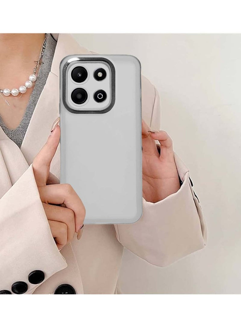 Wtech Honor X6b 4G 2024 Soft Transparent TPU Silicone Ultra Thin Phone Stylish Electroplated Camera Border Back Case Cover White - Image 4