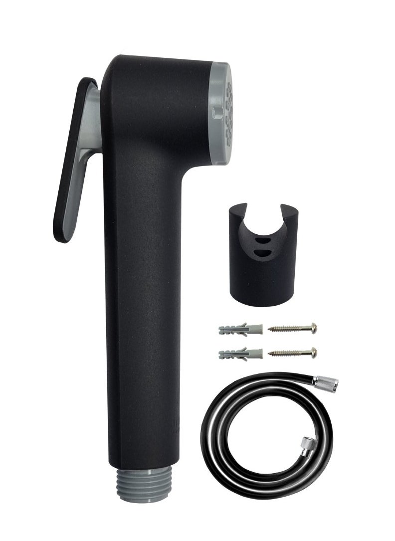 Uni flo Shattaf Set - Black Handheld Shower Bidet Sprayer for Toilet with Hose and Wall Holder - Made in UAE 