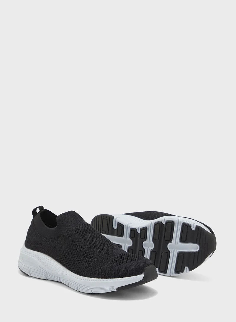 Ginger Texured Knit Chunky Sole Comfort Slip On