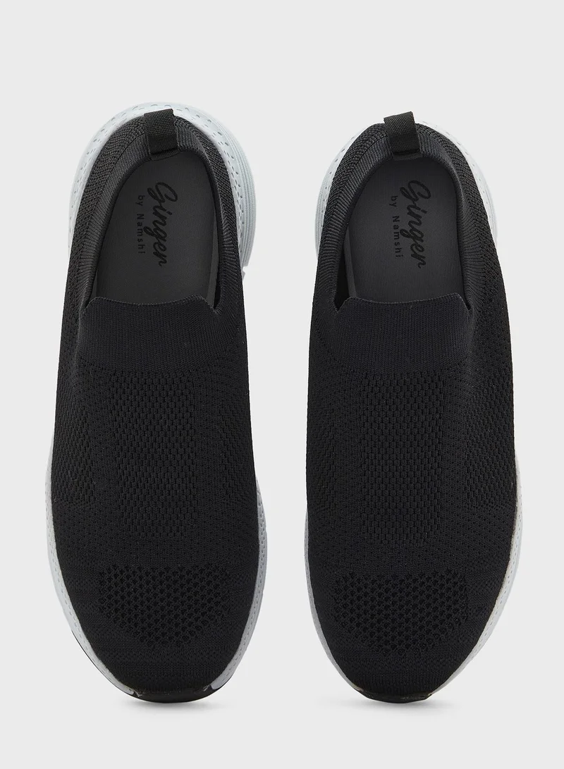 Ginger Texured Knit Chunky Sole Comfort Slip On