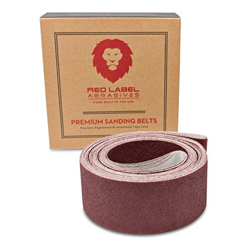 Red Label Abrasives 2 X 72 Inch 220 Grit Flexible Aluminum Oxide Multipurpose Sanding Belts for Woodworking, Leather, Rubber, Plastic, & Light Metal Working - Belt Sand Paper 6 Pack - Image 1