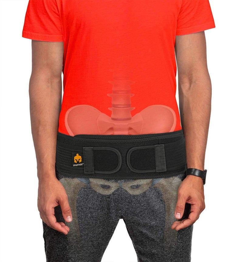 Sparthos Sacroiliac Si Hip Belt Relief from Si Joint Sciatica Lower Back Pain Support Brace for Women and Men for Sacral Hip Loc Up Anterior Pelvic Tilt Correction Braces BlackXL