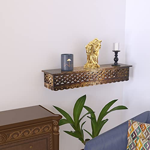 Onlineshoppee Wooden Fancy Hand Carved Wall Shelf with Jali Work - Decorative Wall Art Shelves - Image 5