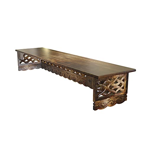Onlineshoppee Wooden Fancy Hand Carved Wall Shelf with Jali Work - Decorative Wall Art Shelves - Image 4