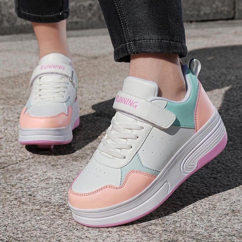 HSQ Roller Skate Shoes for Girls Kids Detachable Wheeled 2 in 1 Skating Shoes with Wheels Fashion Sneaker Ages 5-8,8-12 Size Little Kid 1.5 - Image 5