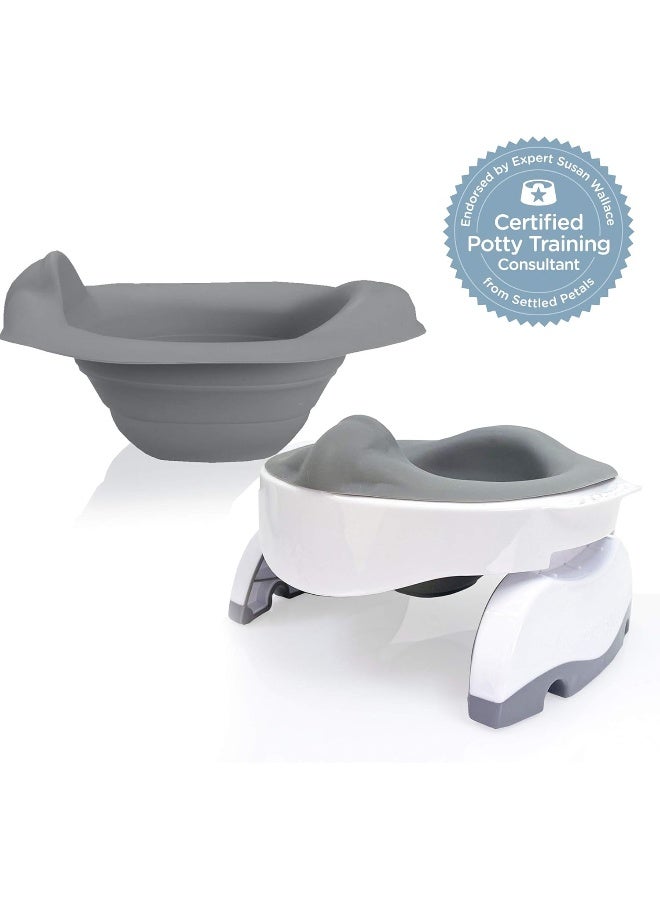 Kalencom Potette Plus Premium Potty Value Pack: 2in1 Potette Plus Premium Portable Potty and Premium Reusable Collapsible Liner for Home Use (White/Gray) - Image 2