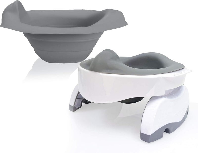 Kalencom Potette Plus Premium Potty Value Pack: 2in1 Potette Plus Premium Portable Potty and Premium Reusable Collapsible Liner for Home Use (White/Gray) - Image 1
