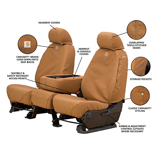 Covercraft غطاء مقعد Covercraft SSC8433CABN Carhartt SeatSaver للصف الثاني مناسب لطرز تويوتا تندرا المختارة - قماش بط البني - Image 5