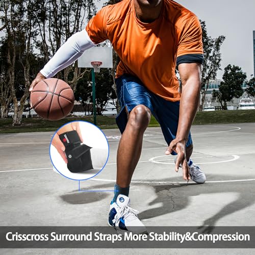 FOWRAES 2 Pack Ankle Brace With Side Stabilizers,Ankle Sprain Brace for Men & Women Injury Recovery,Joint Pain Relief,Ankle Support for Running Volleyball Basketball (Small) - Image 4