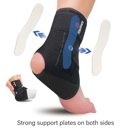 FOWRAES 2 Pack Ankle Brace With Side Stabilizers,Ankle Sprain Brace for Men & Women Injury Recovery,Joint Pain Relief,Ankle Support for Running Volleyball Basketball (Small) - Image 2