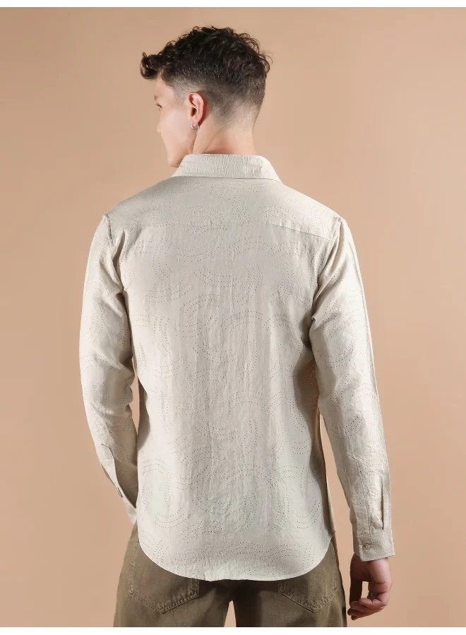 بيونغ قميص بيج مقصوص بالليزر