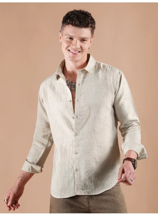 Beyoung Beige Laser Cut Shirt