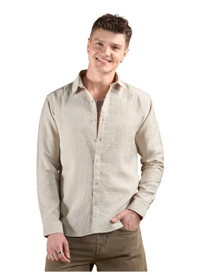 Beyoung Beige Laser Cut Shirt