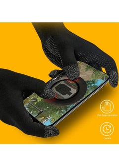 SYOSI Gaming Gloves, Anti Sweat Breathable, Touch Finger for Highly Sensitive Nano Silver Fiber Material, Dot Silica Gel Palm Non Slip Design, Support Almost All Mobile Gaming  05 Black  - Image 2