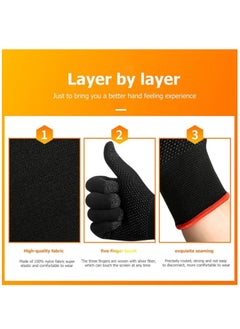 SYOSI Gaming Gloves, Anti Sweat Breathable, Touch Finger for Highly Sensitive Nano Silver Fiber Material, Dot Silica Gel Palm Non Slip Design, Support Almost All Mobile Gaming  05 Black  - Image 4