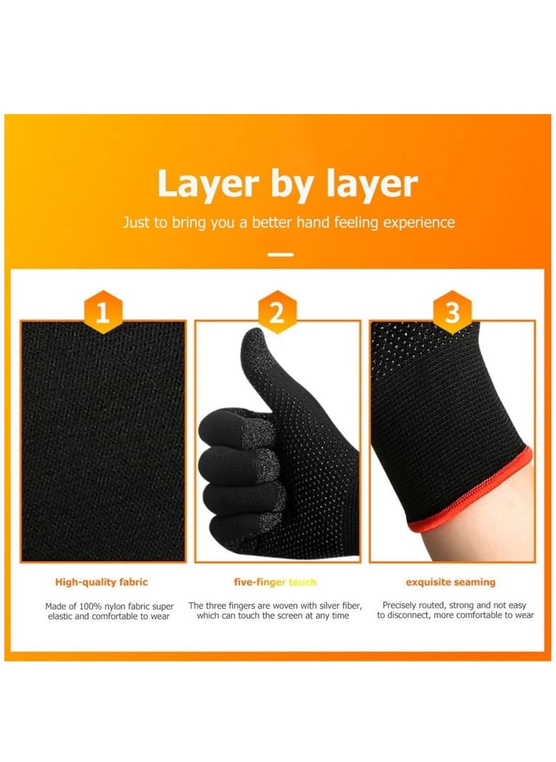 SYOSI Gaming Gloves, Anti Sweat Breathable, Touch Finger for Highly Sensitive Nano Silver Fiber Material, Dot Silica Gel Palm Non Slip Design, Support Almost All Mobile Gaming  05 Black  - Image 4
