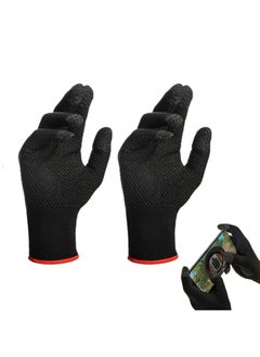 SYOSI Gaming Gloves, Anti Sweat Breathable, Touch Finger for Highly Sensitive Nano Silver Fiber Material, Dot Silica Gel Palm Non Slip Design, Support Almost All Mobile Gaming  05 Black  - Image 1