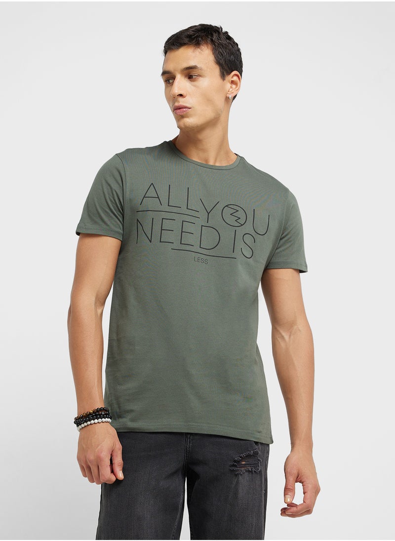 trendyol Graphic Print Crew Neck T-Shirt  - Image 1