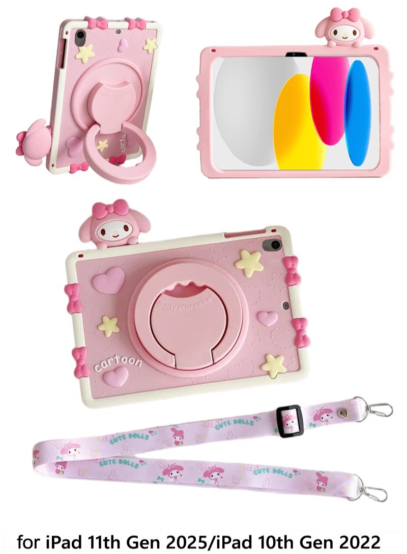 حافظة واقية لجهاز iPad من الجيل الحادي عشر/iPad من الجيل العاشر، مع حامل دوار 360 درجة، حافظة واقية محمولة لجهاز iPad، حافظة لوحية رقيقة للغاية ومقاومة للصدمات مع حامل، حافظة iPad لطيفة للفتيات والأطفال - Image 1