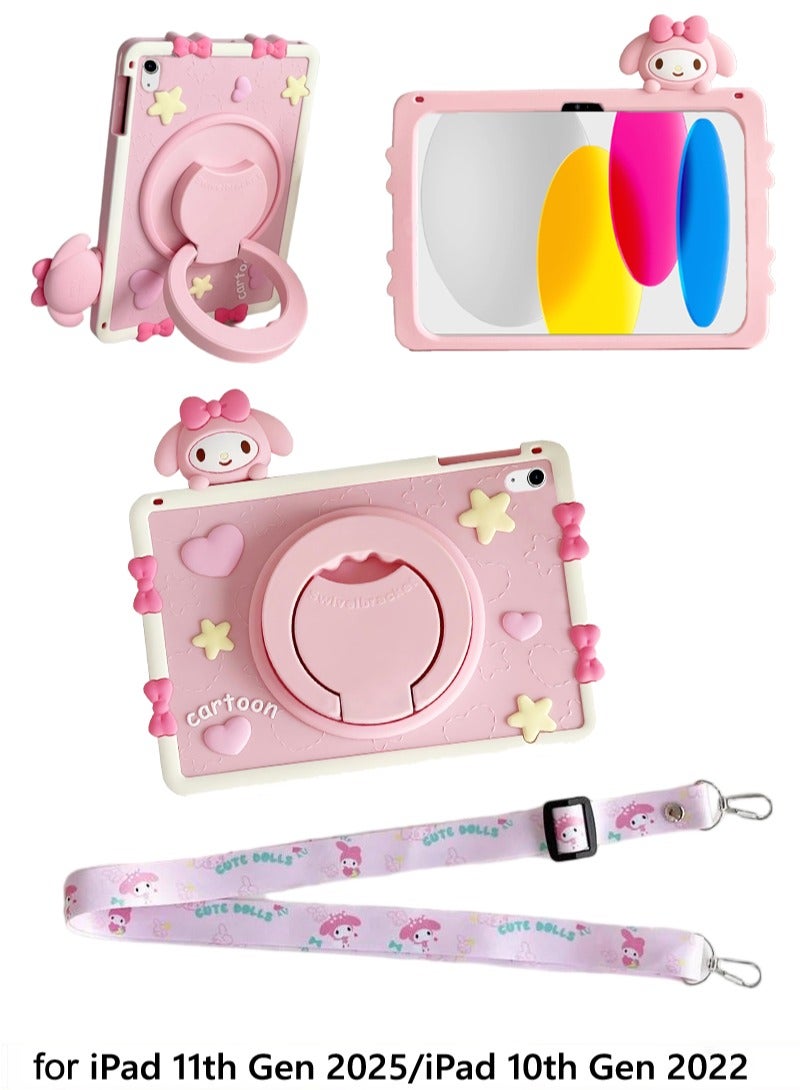 حافظة واقية لجهاز iPad من الجيل الحادي عشر/iPad من الجيل العاشر، مع حامل دوار 360 درجة، حافظة واقية محمولة لجهاز iPad، حافظة لوحية رقيقة للغاية ومقاومة للصدمات مع حامل، حافظة iPad لطيفة للفتيات والأطفال - Image 1