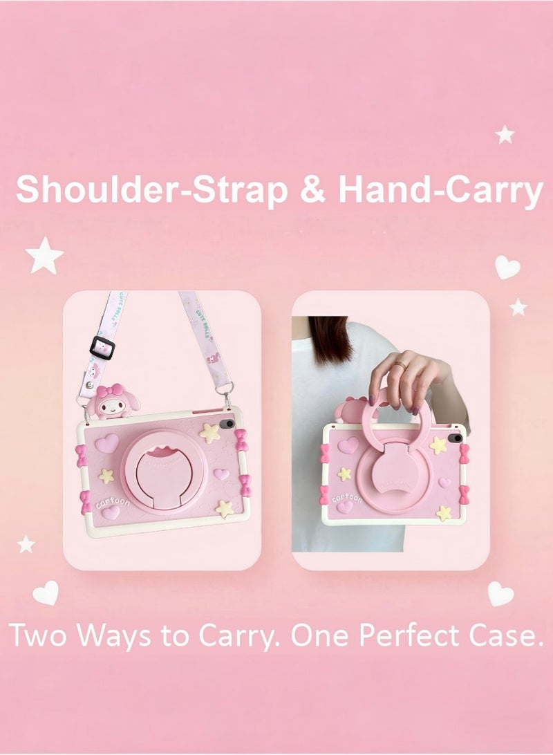 حافظة واقية لجهاز iPad من الجيل الحادي عشر/iPad من الجيل العاشر، مع حامل دوار 360 درجة، حافظة واقية محمولة لجهاز iPad، حافظة لوحية رقيقة للغاية ومقاومة للصدمات مع حامل، حافظة iPad لطيفة للفتيات والأطفال - Image 3