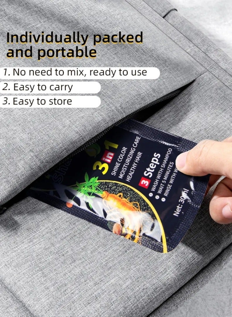 Meidu 10pcs Hair Dye Shampoo Dark Brown for Grey Hair 3 in 1 Hair Color Shampoo for Women and Men Grey and White Hair Coverage Long Lasting Deeply Nourishing and Anti Hair Fall Hair Color Shampoo 10x30ml - Image 2