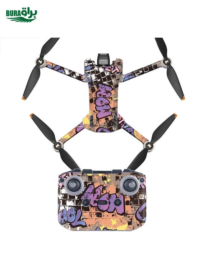 BURAQ Full Surround Style Waterproof  Sticker For DJI Mini 3 Pro RC-N1 Ordinary Version(Mn3-12)  - Image 1