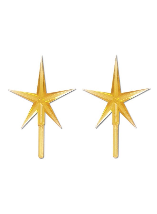 Darice, Gold P0681 2-Piece Ceramic Tree Star Ornament, 1 Pack, 2 Count - Image 1