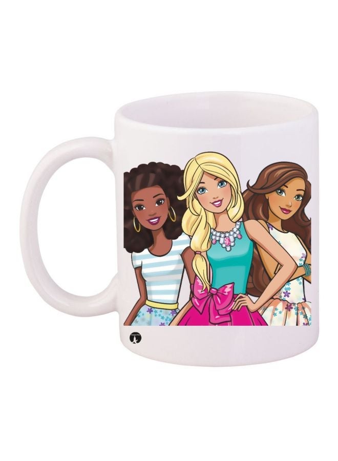 RYN Barbie Doll Printed Coffee Mug White/Beige/Brown 11ounce