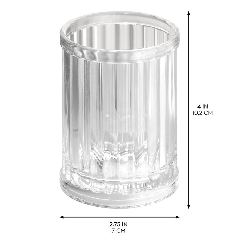 InterDesign iDesign Alston Plastic Tumbler Cup, Holder for Makeup Brushes, Toothbrushes, Glasses, Brushes on Bathroom, Vanity Countertops, College Dorm, Bedroom Desks, 2.8" x 2.8" x 3.9" - Clear - Image 2