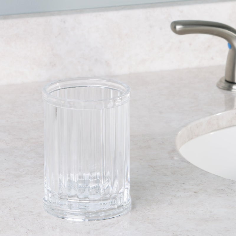 InterDesign iDesign Alston Plastic Tumbler Cup, Holder for Makeup Brushes, Toothbrushes, Glasses, Brushes on Bathroom, Vanity Countertops, College Dorm, Bedroom Desks, 2.8" x 2.8" x 3.9" - Clear - Image 4