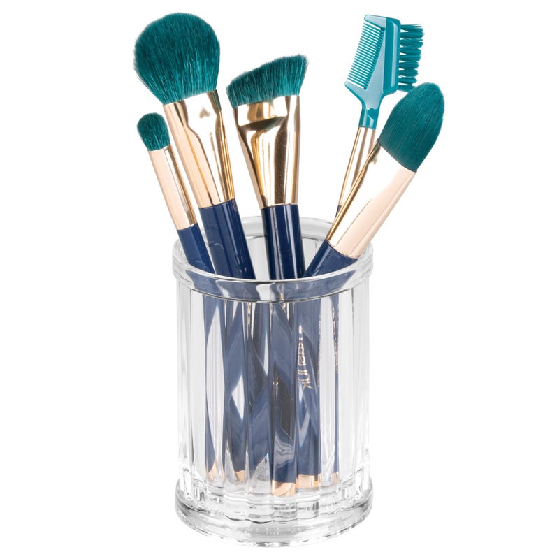 InterDesign iDesign Alston Plastic Tumbler Cup, Holder for Makeup Brushes, Toothbrushes, Glasses, Brushes on Bathroom, Vanity Countertops, College Dorm, Bedroom Desks, 2.8" x 2.8" x 3.9" - Clear - Image 1