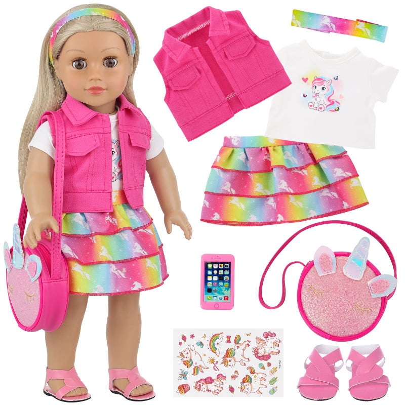 AK KYC 18 Inch American Doll Clothes and Accessories Casual Playset for Parent-Child Interaction Birthday Christmas Thanksgiving Day Gift Outdoor Accessories (Not Include Doll) - Image 1