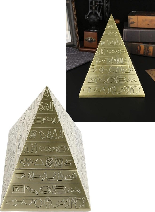 Zerodis Metal Pyramid Ashtray, Vintage Ashtray Metal Ashtray with Cover Windproof Ashtray Egyptian Pyramid Ornaments for Home Hotel Office Coffee Table Decor Gifts (Small - Image 4