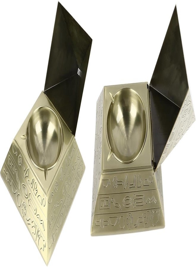 Zerodis Metal Pyramid Ashtray, Vintage Ashtray Metal Ashtray with Cover Windproof Ashtray Egyptian Pyramid Ornaments for Home Hotel Office Coffee Table Decor Gifts (Small - Image 3