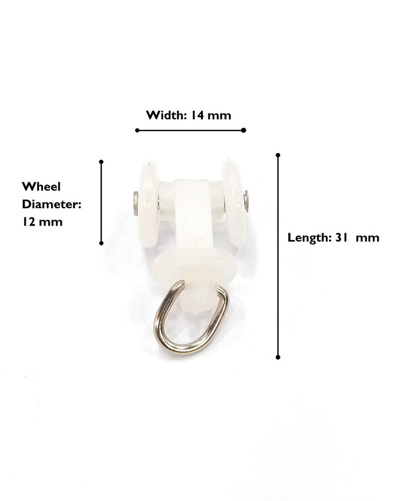 FAPBADRI Runners/Sliders for M Track/Curtain Channel - White Colour - 20 Pieces. - Image 2