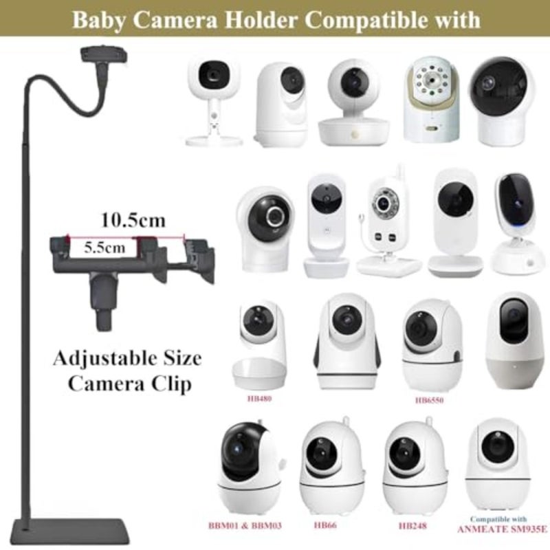 Baby Monitor Floor Stand Holder, Adjustable Monitor Mount Compatible with HelloBaby, Infant Optics, Nanit Pro, Owlet, Babysense, Bonoch, Universal Baby Camera Stand Black - Image 3