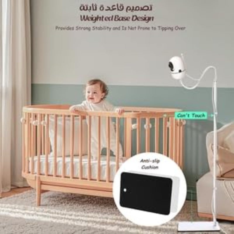 Baby Monitor Floor Stand Holder, Adjustable Monitor Mount Compatible with HelloBaby, Infant Optics, Nanit Pro, Owlet, Babysense, Bonoch, Universal Baby Camera Stand Black - Image 2