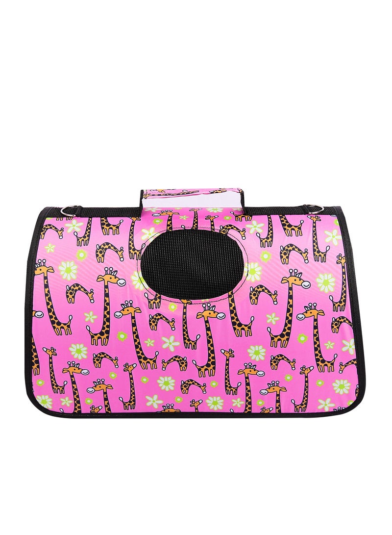 HAPPY PUSS Outdoor Pet Bag: pet handbag, pet shoulder bag, Travel Carrier for cats and dogs. Pink giraffe design-medium size  - Image 1