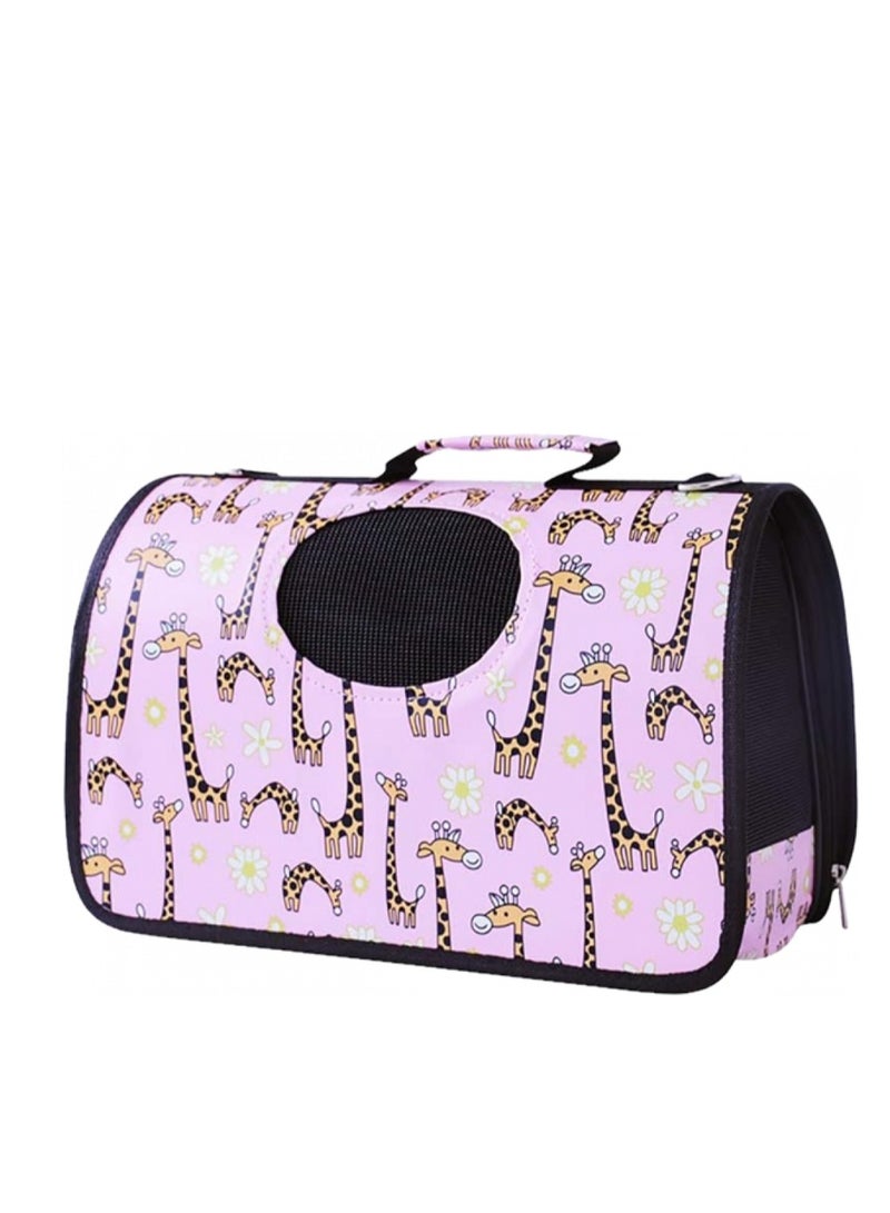HAPPY PUSS Outdoor Pet Bag: pet handbag, pet shoulder bag, Travel Carrier for cats and dogs. Pink giraffe design-medium size  - Image 5
