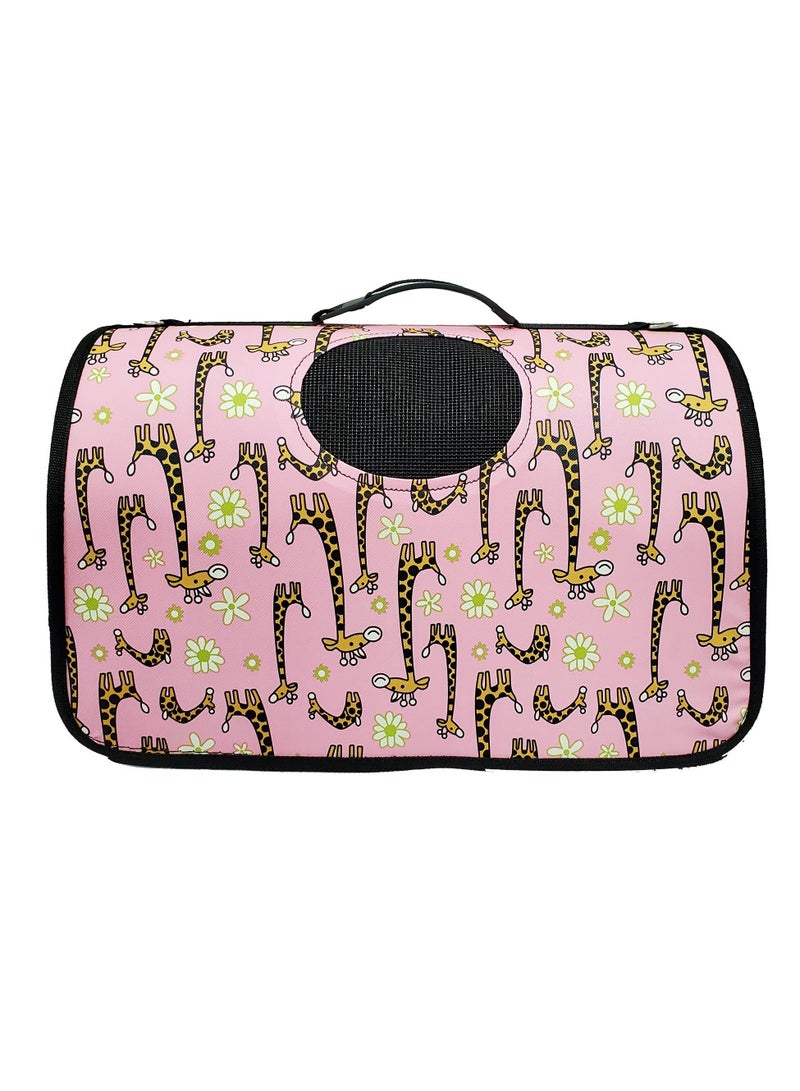 HAPPY PUSS Outdoor Pet Bag: pet handbag, pet shoulder bag, Travel Carrier for cats and dogs. Pink giraffe design-medium size  - Image 3