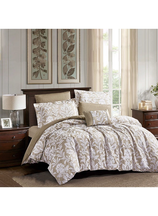 bukhamseen Chicago Jacquard Comforter Set – 7 Pieces, King Size, Super Soft Cotton Face, Stitched Filling - Image 1