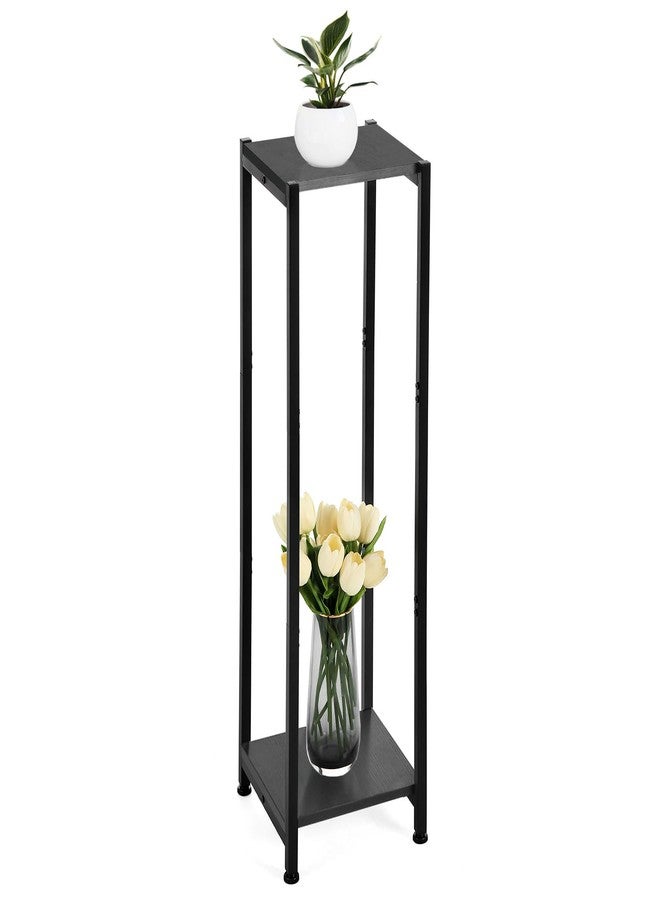 Dipion Extra Tall Plant Stand Indoor,40 Inch Plant Stands,2 Tier Metal Plant Stand with Heavy Duty Wood,Black - Image 1