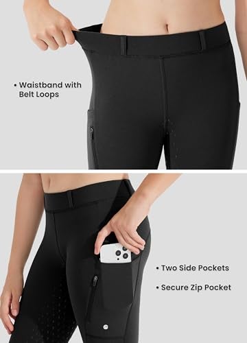 Willit سروال ركوب الخيل للفتيات من ويليت، بنطلون فليس، بنطلون ركوب الخيل للأطفال، بنطلون شتوي حراري، بنطلون تدريب أسود M - Image 4