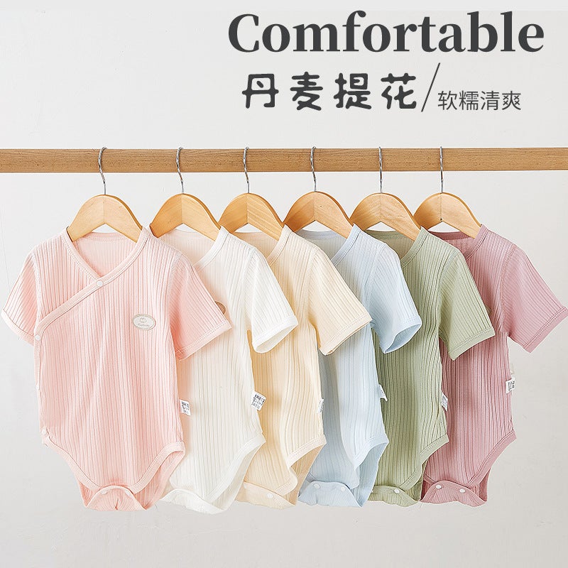 Baby Wrap Fart Clothes Summer Thin Newborn Clothes Jumpsuit Female Baby Triangle Hare Clothes Summer Baby Belly Protection - Image 2