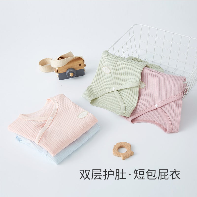 Baby Wrap Fart Clothes Summer Thin Newborn Clothes Jumpsuit Female Baby Triangle Hare Clothes Summer Baby Belly Protection - Image 5